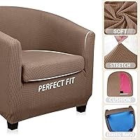 Vista 3 de Lellen Funda para silla de club con funda de cojín de asiento, funda redonda para sillón con acento de bañera, fundas elásticas para sofá sala