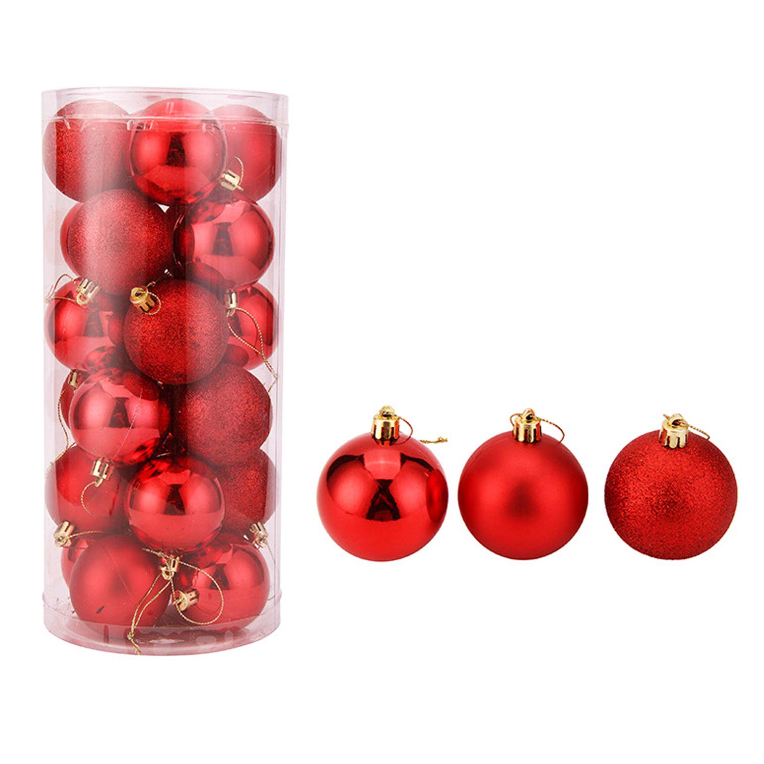 semen Christmas Baubles Tree Balls Decorations Ornament Xmas Tree Festival Party Pendant Baubles (Red, 4 cm)