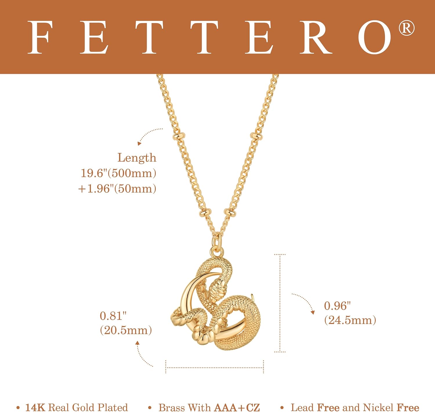 Fettero Gold Necklace for Women Snake Pendant 14K Gold Plated Charm Snake Animal Necklace for Everyday Jewelry - Image 6