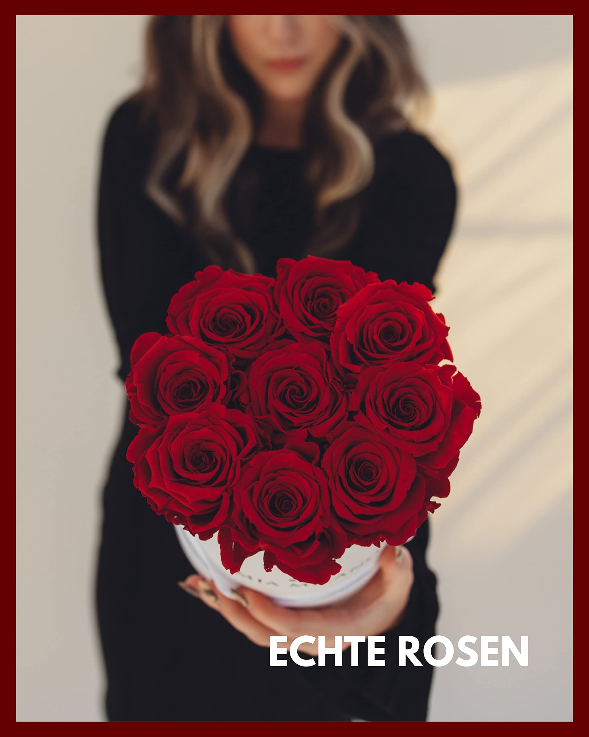 Mia Milano Infinity Rosen Weiß für Sie | 5 Jahre haltbar | Geschenk Rosenbox mit 9 echten konservierten Rosen | Handgefertigt in Deutschland
