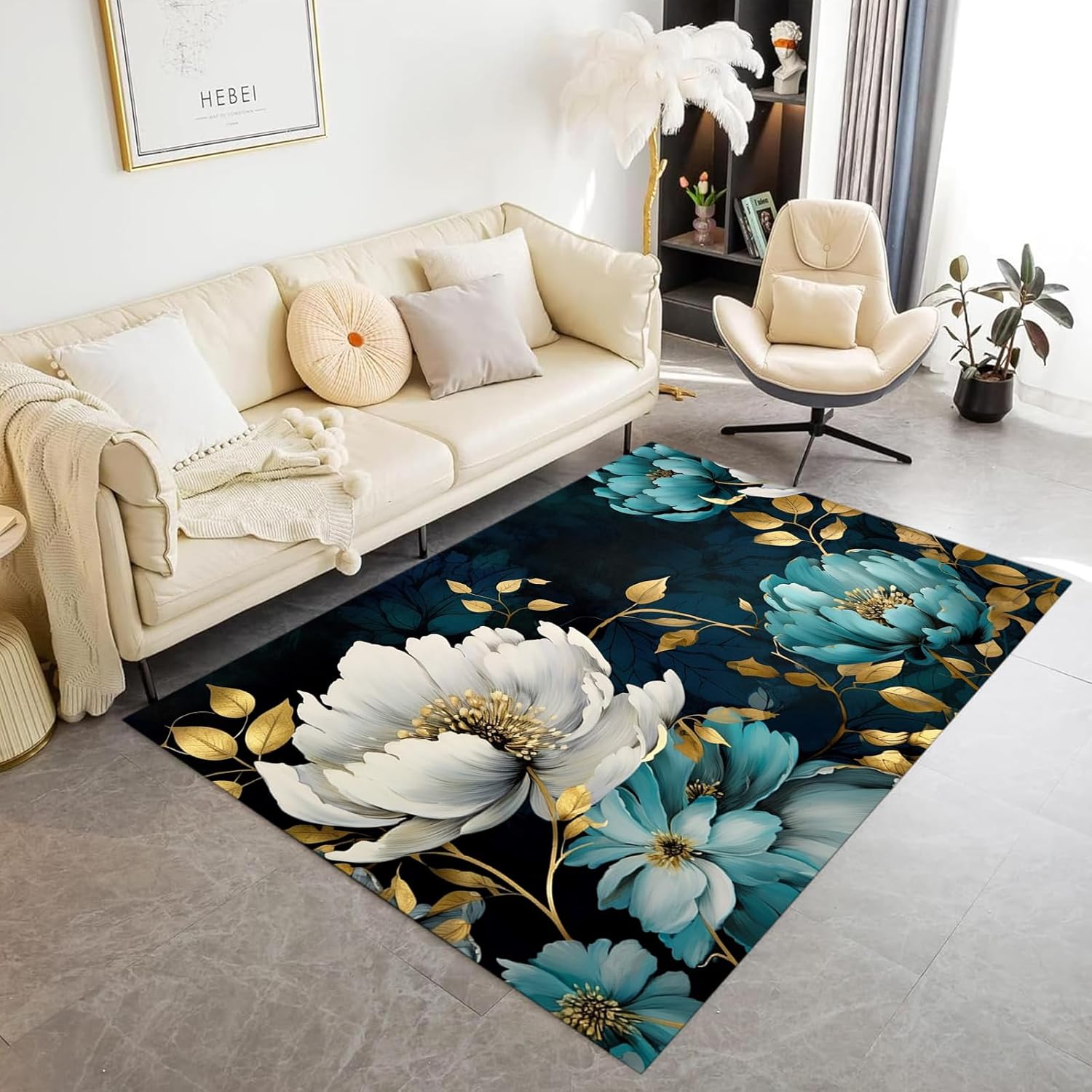 Area Rug 4x6 Indoor Floral Living Room Carpet Washable Distressed Rug