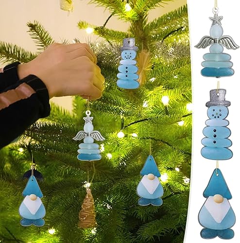 Miniatura 8 de Adornos de cristal marino de Navidad costeros, hechos a mano, decoraciones colgantes para árbol de Navidad, decoración de colgantes de Navidad con