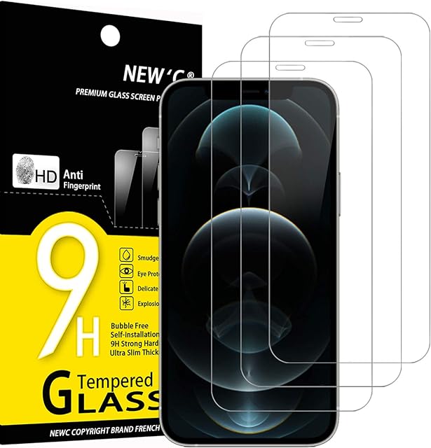 [3 Pack] NEW'C Designed for iPhone 12 Pro Max (6.7") Screen Protector Tempered Glass, Case Friendly Anti Scratch Bubble Free Ultra Resistant