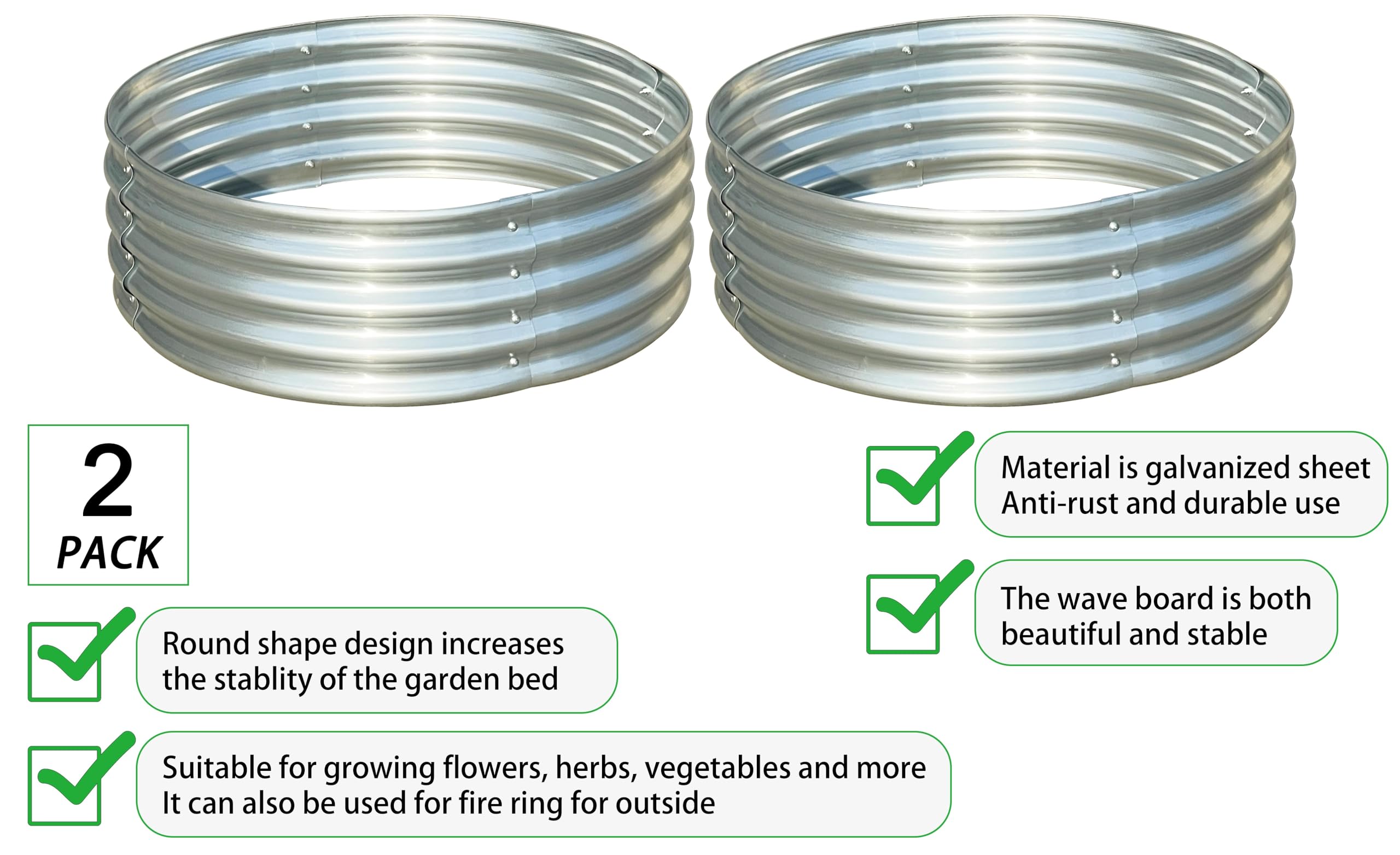Round Raised Garden Beds - 2 Pack -2