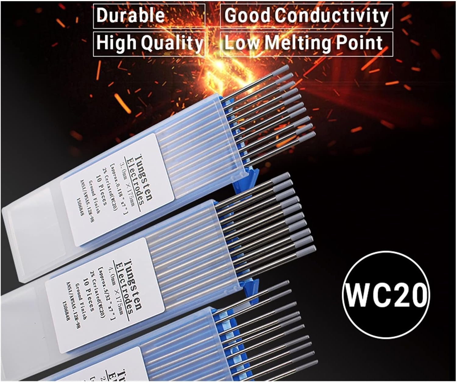 10pcs Gray 175MM Cerium Tungsten Electrode Head Needle/Wire for the TIG WSME SUPER Welding Machine(3.2MM)