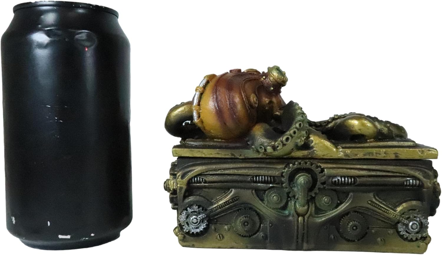 Ebros Gift Faux Bronze Nautical Marine Steampunk Octopus Kraken Submariner On Geared Pirate Treasure Chest Decorative Jewelry Box Figurine Gas Mask Cthulhu Underwater Soldier Warrior Sculpture