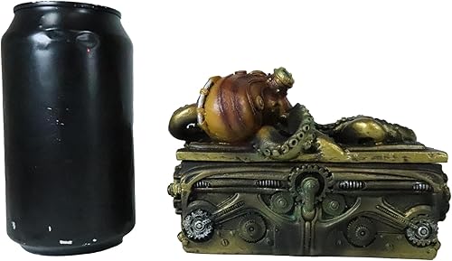 Vista 8 de Ebros Gift Bronce de imitación náutico steampunk pulpo Kraken Submariner en Geared pirata tesoro cofre decorativo caja de joyería figurita máscara