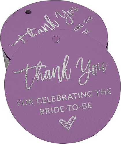 Paquete de 50 etiquetas colgantes de papel de aluminio plateado real con texto en inglés "Thank You for Celebrating The Bride to Be", para despedida