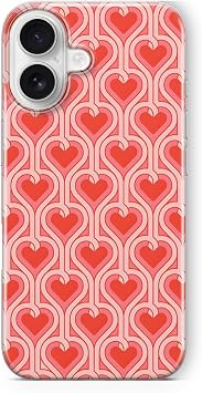 iPhone 16 ile Uyumlu Retro Kalp Desenli  effaf Telefon K l f