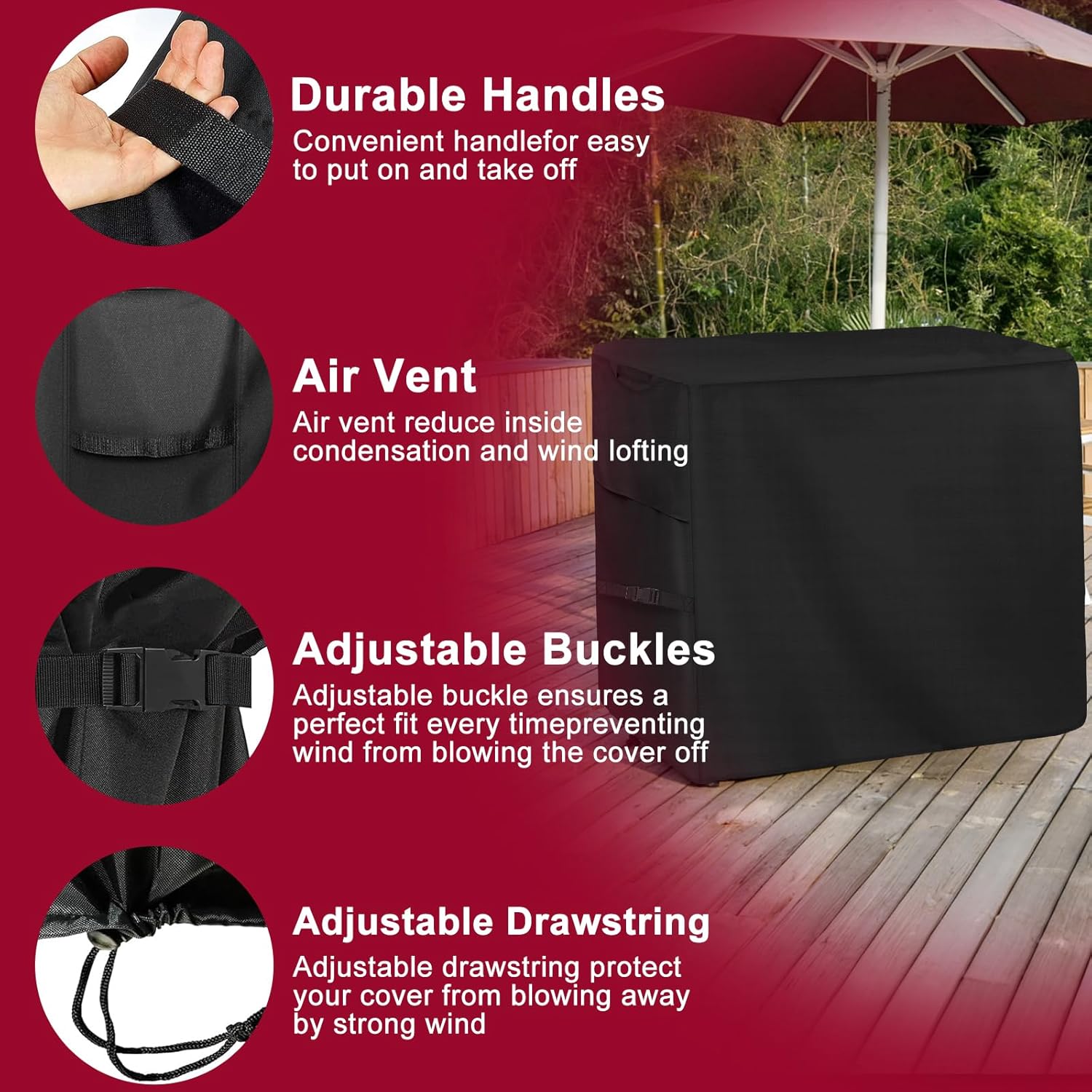 Outdoor Dining Cart Cover for Royal Gourmet Cart Flattop Worktable PC3401S PC3401B, for 40 inch Outdoor Utility Cart, 600D Outdoor Waterproof Weather Resistant Cover