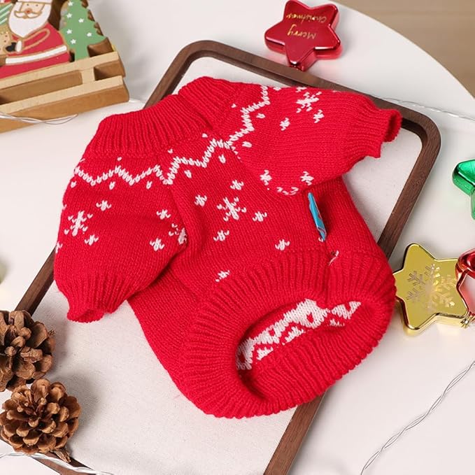 Suéter Navideño para Perros Pequeños con Reno y Copo de Nieve, Talla X-Large, Rojo miniatura 5
