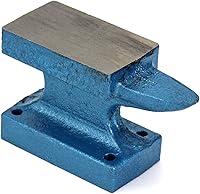 QWORK 1lb Mini Cast Iron Horn Anvil Bench Block - Compact Jewelry Making Tool for Metal Craft & Model Work