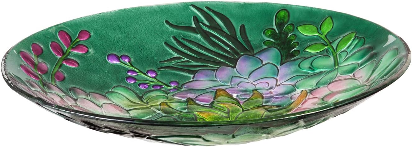 Evergreen Garden 18" Glass Bird Bath, Succulent : Patio, Lawn & Garden