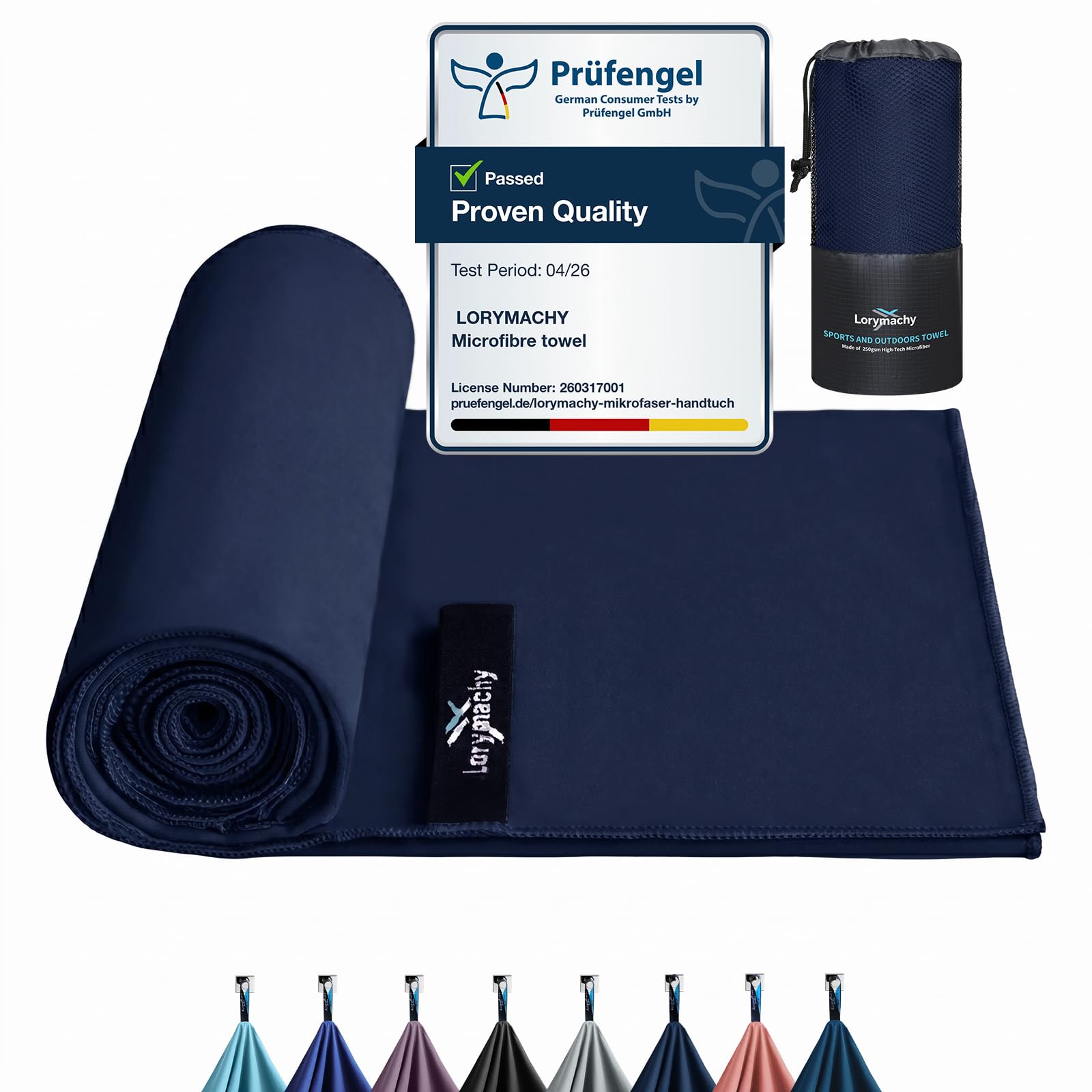 Microfibre Towel - 70×140cm Silver-ion Infused Fabric Quick Dry Towels for Adults | Lightweight & Highly Absorbent, Microfibre Beach Towel for Gym, Yoga, Travel, Camping and Hiking, Navy Blue — image 1