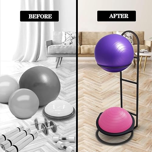 Miniatura 5 de Estante para pelotas de estabilidad, soporte para pelotas de yoga, almacenamiento vertical para pelotas de medicina, para gimnasios comerciales,
