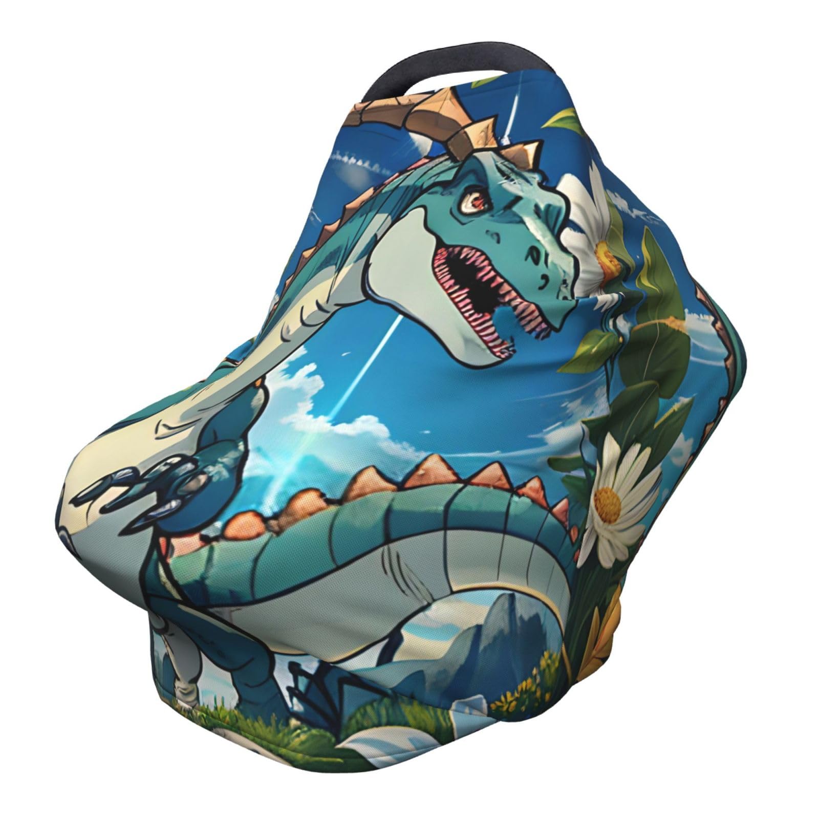 XZDHYZ Cute Dinosaur Versatile full-print Stroller Chair Cover/Nursing Cover, specially designed for your baby, Black