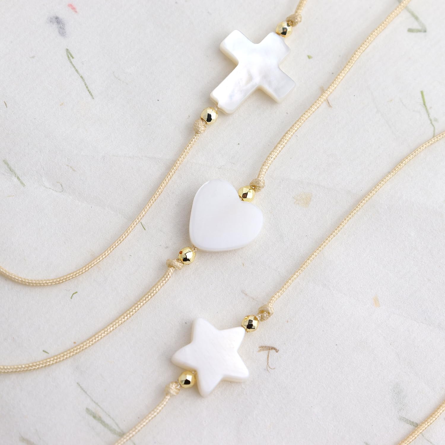 Cross Star Heart Charm Stackable Bracelets Set for Women, 3 PCS Simple Handmade String Rope Braided Adjustable Bracelet Friendship Bohemian Summer Jewelry Gift - Image 5