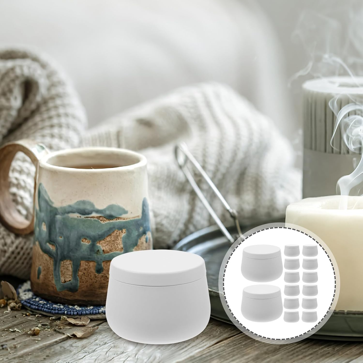 Angoily Elegant 4oz Round Tinplate Jar for Candy Tea Leaves Candles Charcuterie Small Tin Can Storage