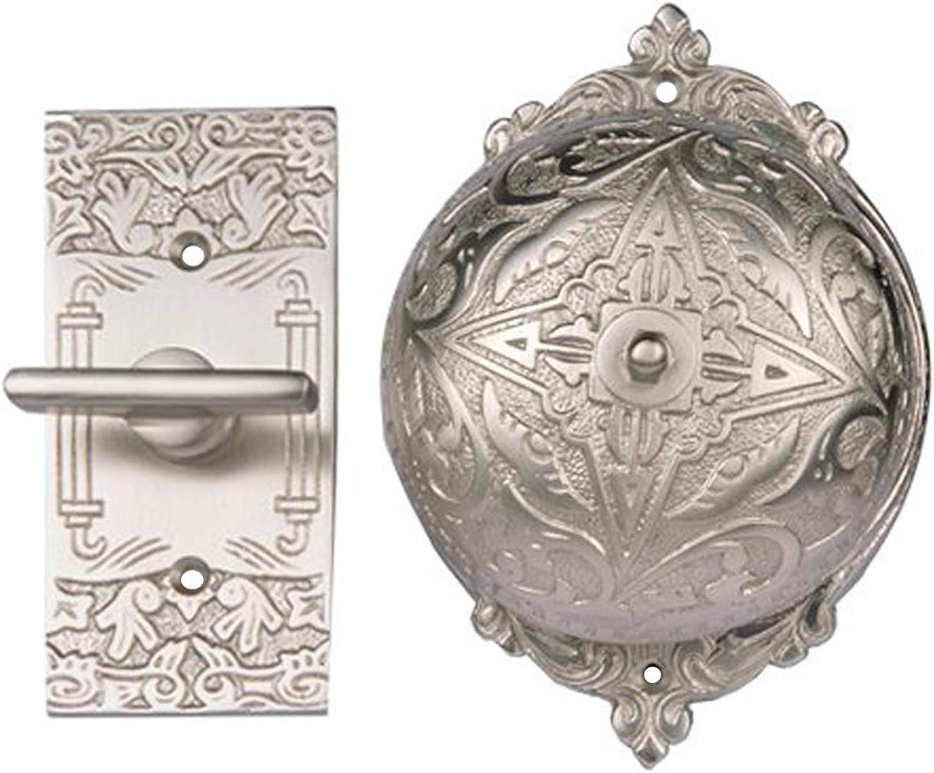 Adonai Hardware Belshazzar Brass Manual Old Fashion Door Bell or Twist Door Bell or Hand-Turn Door Bell (Satin Nickel)
