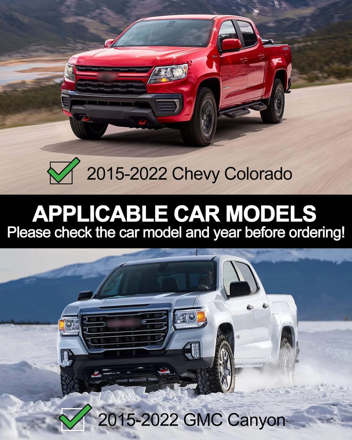 Running Boards 6.5 Inches Compatible with 2015 2016 2017 2018 2019 2020 2021 2022 2023 Chevy Colorado/GMC Canyon Crew Cab,Stainless Steel Side Steps Nerf Bars