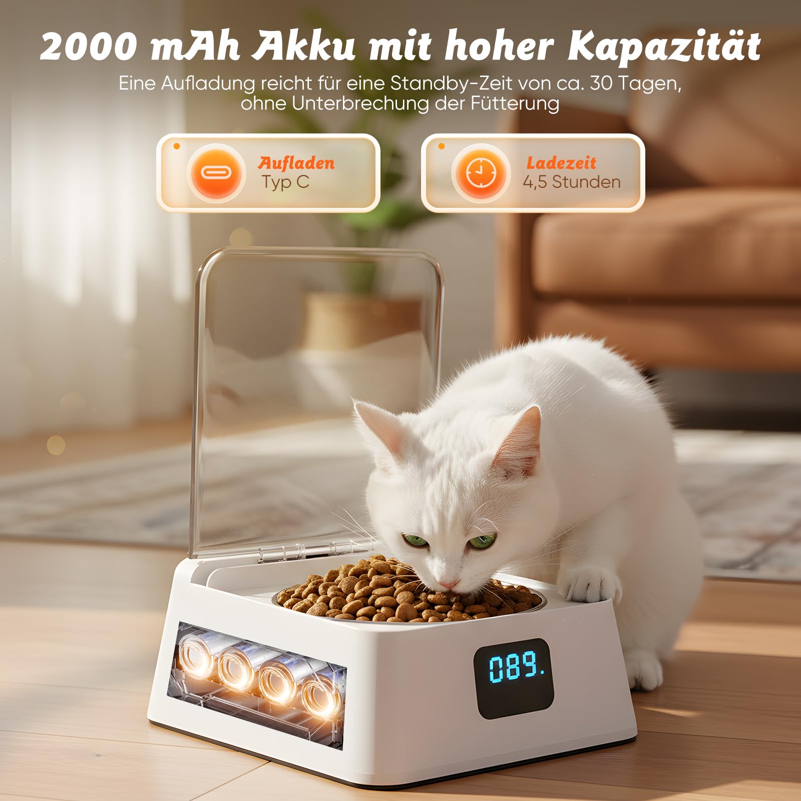 Futterautomat Katze nassfutter mit 350 ml Katzennapf,Nassfutterautomat für Katzen und Hunde Kleine,Automatic cat Feeder für Kurzhaar,Maine Coon,Ragdoll