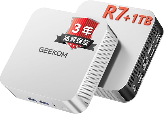GEEKOM A6 Mini PC AMD Ryzen 7 6800H High performance than 7730U/6650U/6850U/6850U, 128GB DDR5+6TB SSD expandable, Radeon 680M, USB4: External GPU, 4 Screens, 8K, SD Card, WiFi 6E 2.5G LAN |Win 11 Pro|mini pc for home/office/video editing/gaming