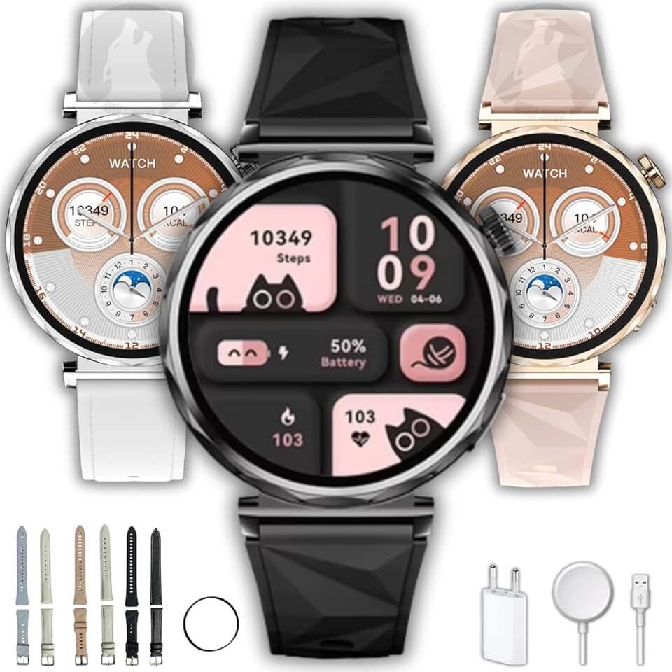 Relógio Smartwatch Feminino Microwear GT5 Mini 2026 Tela 41, GPS, 2 Pulseiras, Bluetooth, IP68 (Preto)