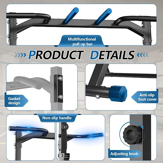 Foldable Pull Up Bar Pull Up Station,Power Tower with Triangular Structure, Multi-Functional Dip Station for Home Gym 300LB