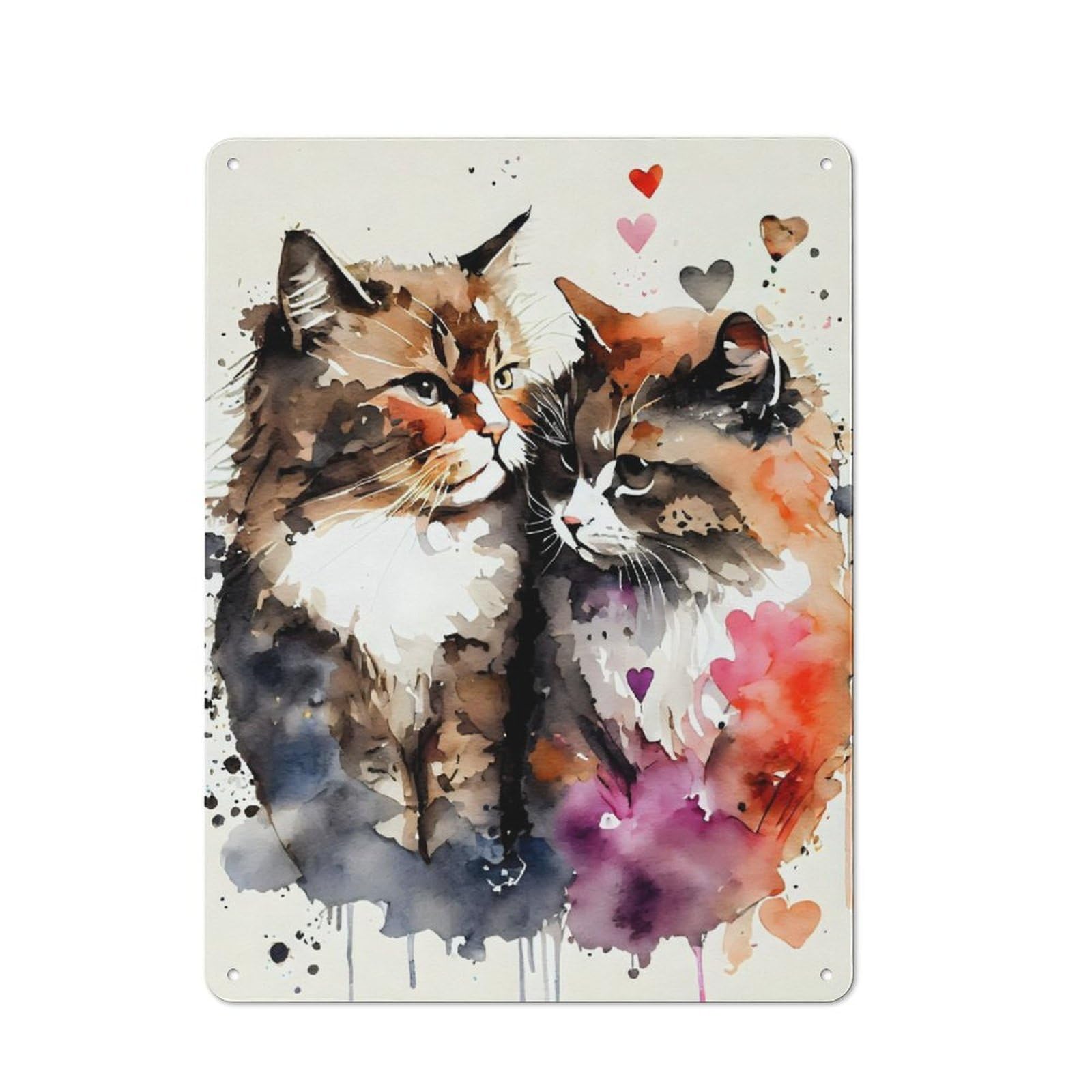 Junmoney Romantic Cat Couple Metal Plaque 40X30cm With For Garage Wall, Retro Decor, For Themed Interiors In Garages And Workshops