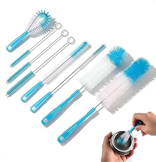 8-Piece Bottle Brush Cleaner Set - Versatile Scrubbing Kit for Water Bottles, Kettles, Straws, Cups & Narrow Neck Containers - Durable Cleaning Tools with Multiple Sizes & Styles - Blue