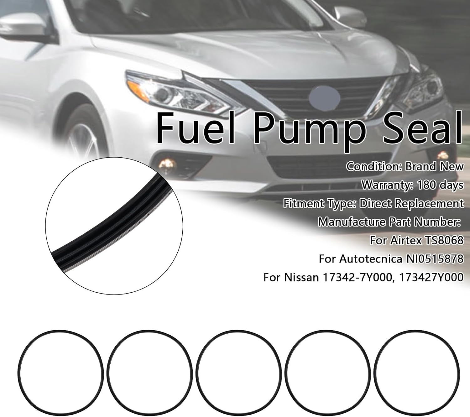 5X Fuel Pump Seal NI0515878 for Nissan Altima 2004-2018, Maxima 2004-2014, Maxima 2016-2019, Quest 2004-2009 173427Y000