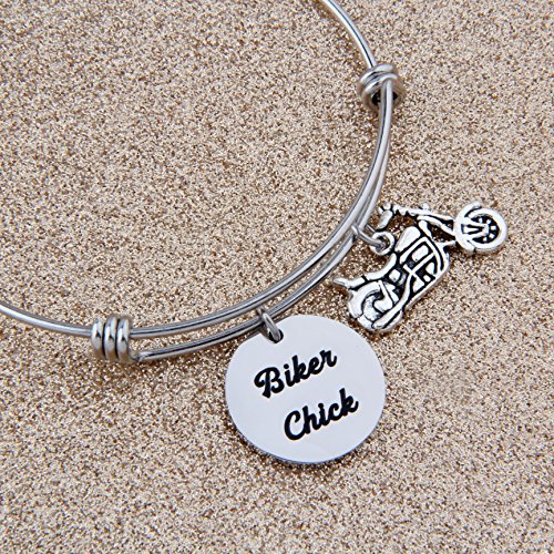 Seiraa Biker Gift Motocycle Bracelet Biker Chick Gift Expandable Bracelet Jewelry (Biker Chick) #TOP2