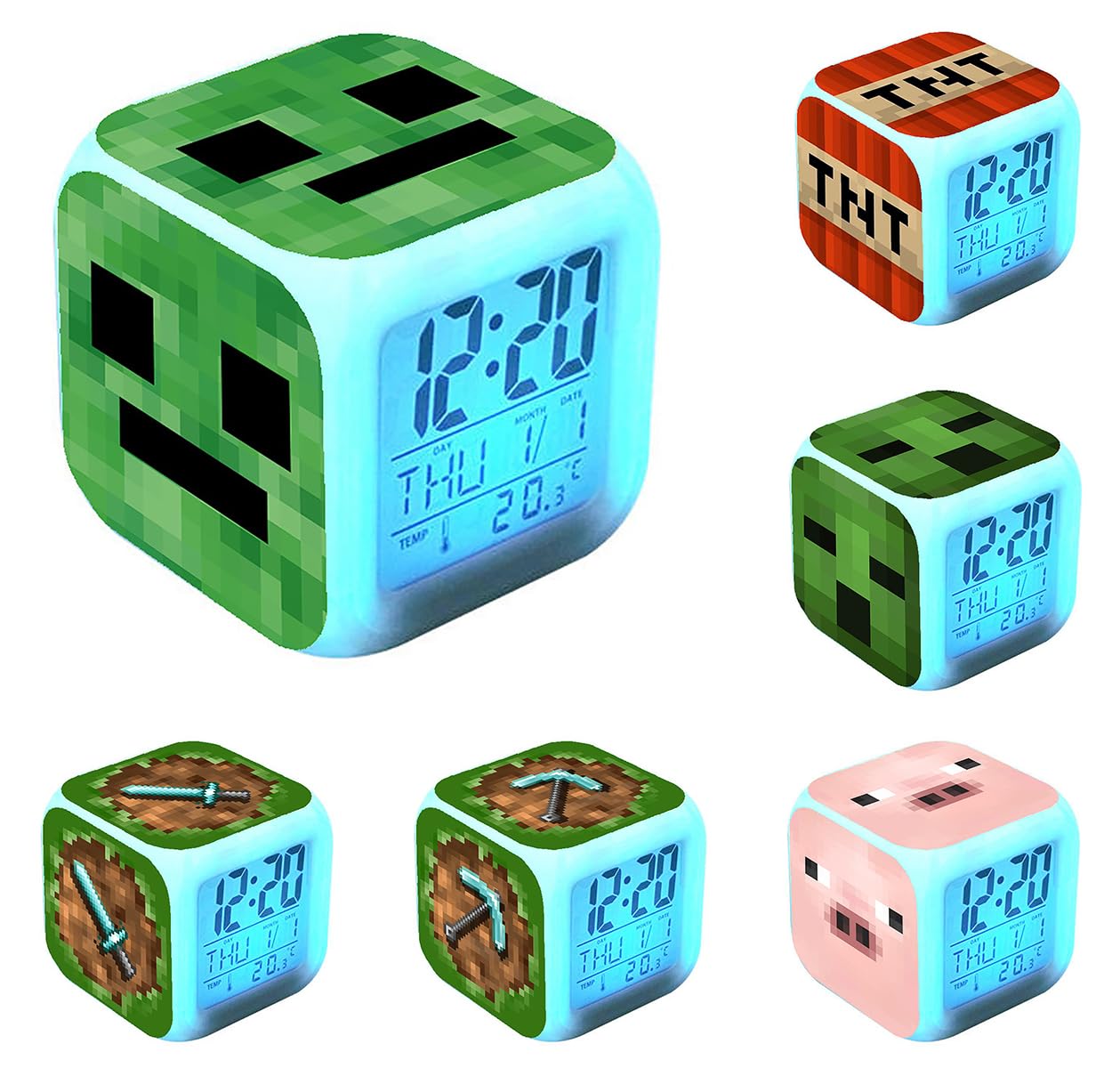 Amazon.co.jp: 目覚まし時計 マインクラフト 光る時計 クリーパー