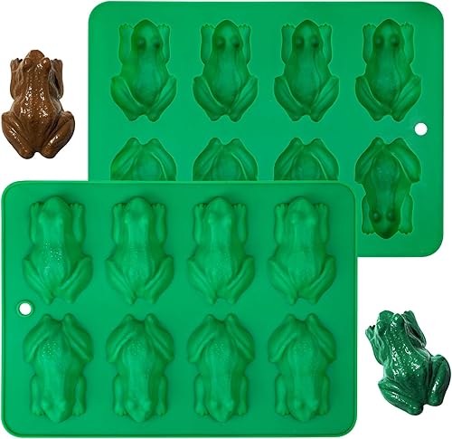 Miniatura 8 de Webake Molde de caramelo de rana de chocolate, paquete de 2 moldes de silicona para gelatina de rana de Pascua, bombas de grasa keto, crayones y
