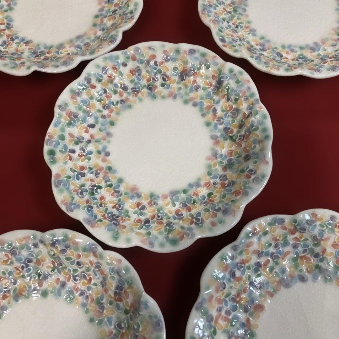 美濃焼　ひろ窯　藤井敬之作　 花柄六寸皿　5枚セット 美濃焼 ひろ窯 藤井敬之作 花柄六寸皿 5枚セット