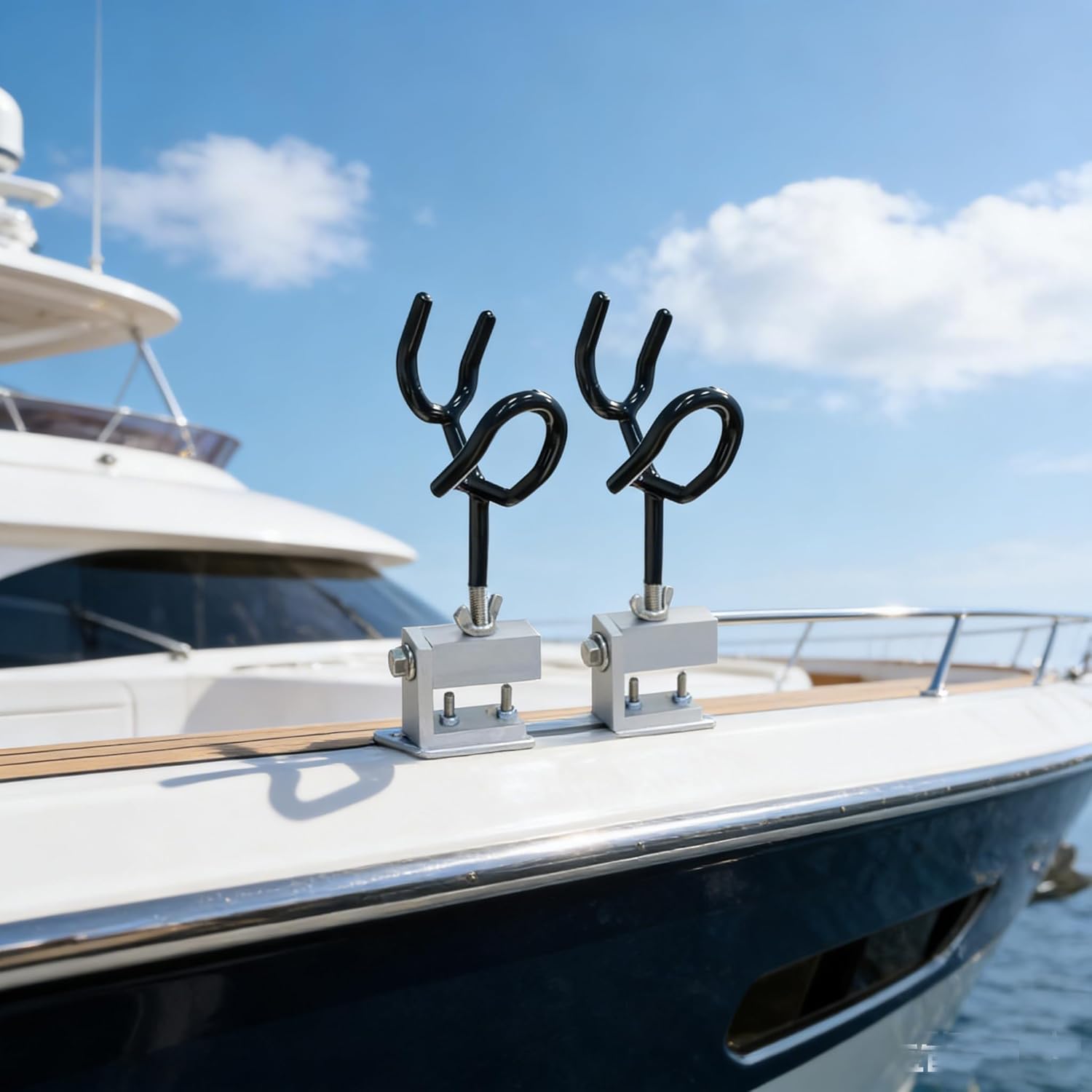 2PCS Fishing Rod Holders PVC Coated Steel, 90 Degree Boat Gunnet Track System Bracket Yacht Fishing Gear