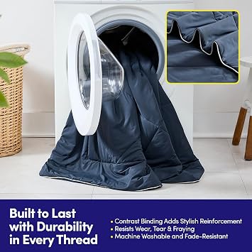 Oversized Cooling Comforter Twin/Twin XL Reversible Diamond-Quilted Comforter for College Dorms Lightweight Breathable Bed Blanket for Hot Sleepers, Night Sweats & College Students, Navy Blue