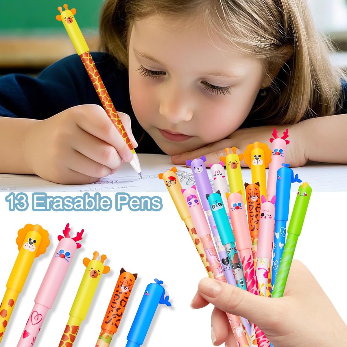 Stylos Gel Effaçables Halloween Kawaii + Trousse Silicone 2-en-1 – Pack Fun Rentrée & Anniversaire (Sorcier + 18 Stylos)