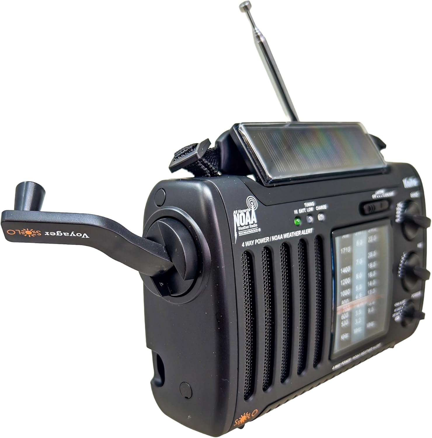 Kaito Voyager Solo Emergency AM FM SW NOAA Weather Alert Radio with Solar Crank Flashlight