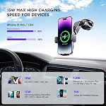 Wireless Car Charger,【7 Colored LED Backlit】 Mosurr 15W Auto Clamping Phone Holder Car Mount Charger for iPhone 16 15 14 13 12 Mini Pro Max 11, Samsung Galaxy S24 Ultra S23 S22 S21+ S10+ Note 20, etc