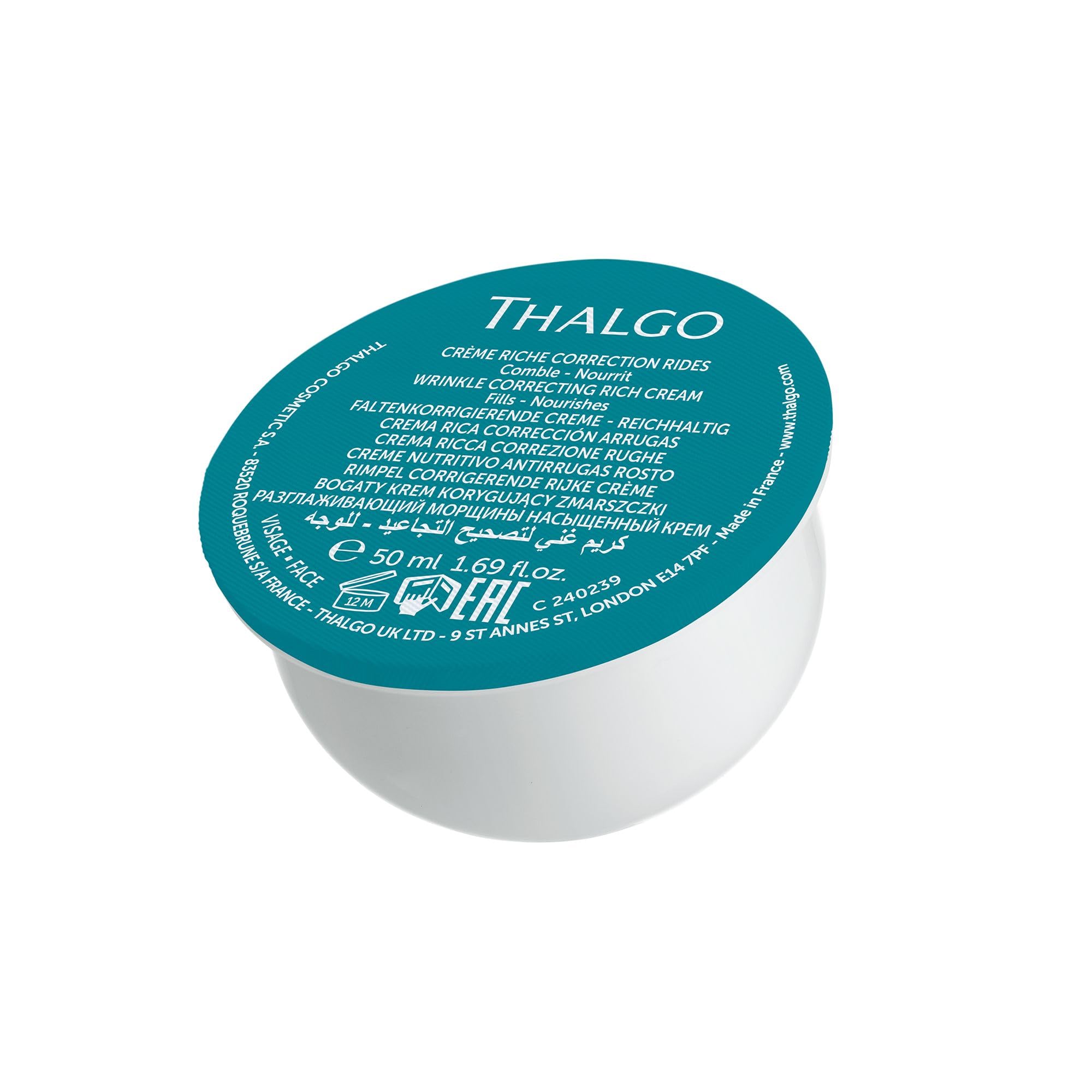 THALGO Crema correctora de arrugas Refill – Rico | Hyalu-Procollagène Antiarrugas Cuidado para la piel seca, 50 ml