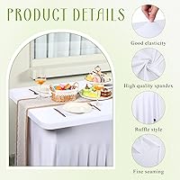 Vista 3 de Newwiee 3 piezas de falda de mesa de elastano para mesas rectangulares de 6 pies, mantel plegable de 6 pies, resistente a las arrugas, con volantes