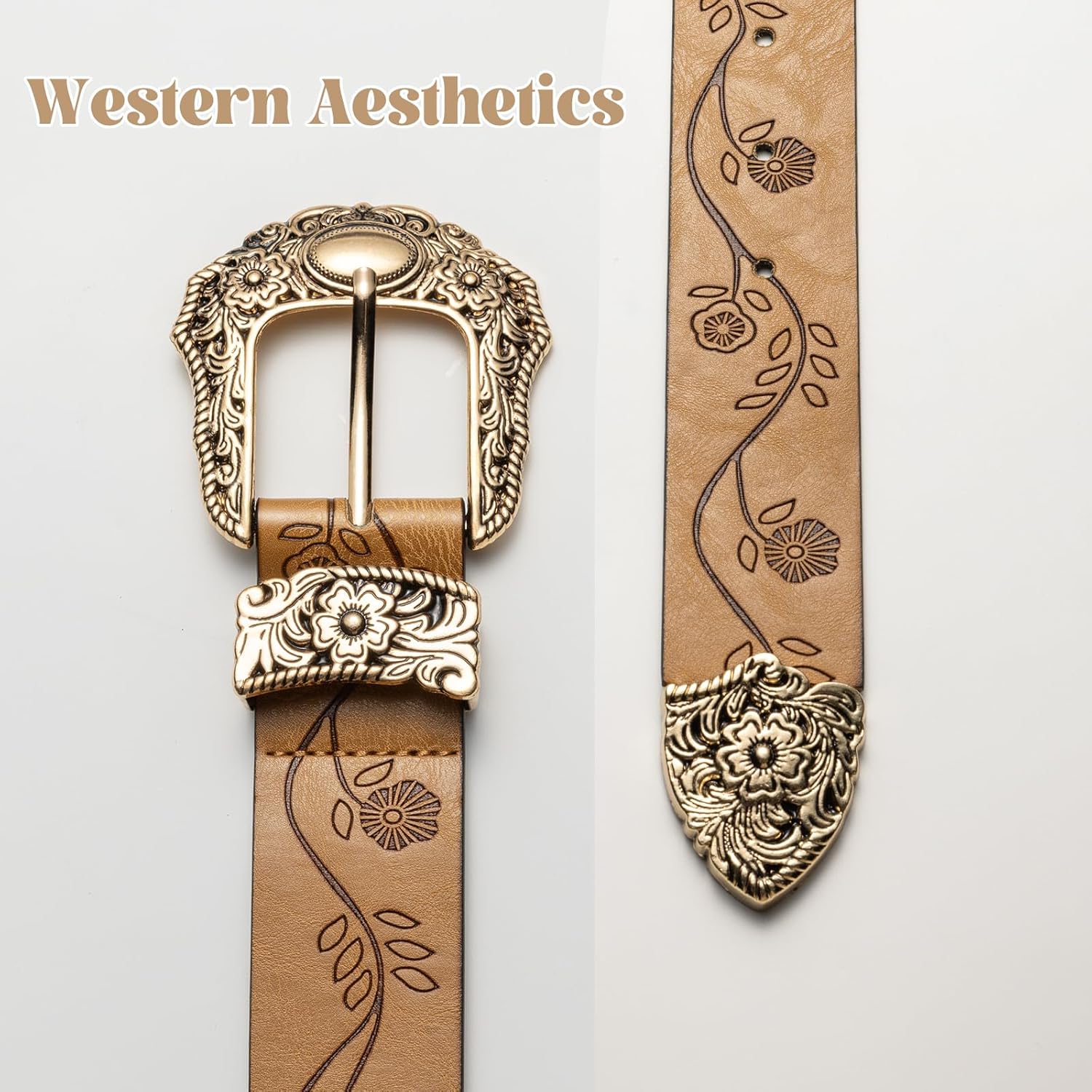 Vintage Ladies Western Belt for Women, Adjustable Cowboy Cowgirl Belts for Jeans Dresses Pants - Image 4