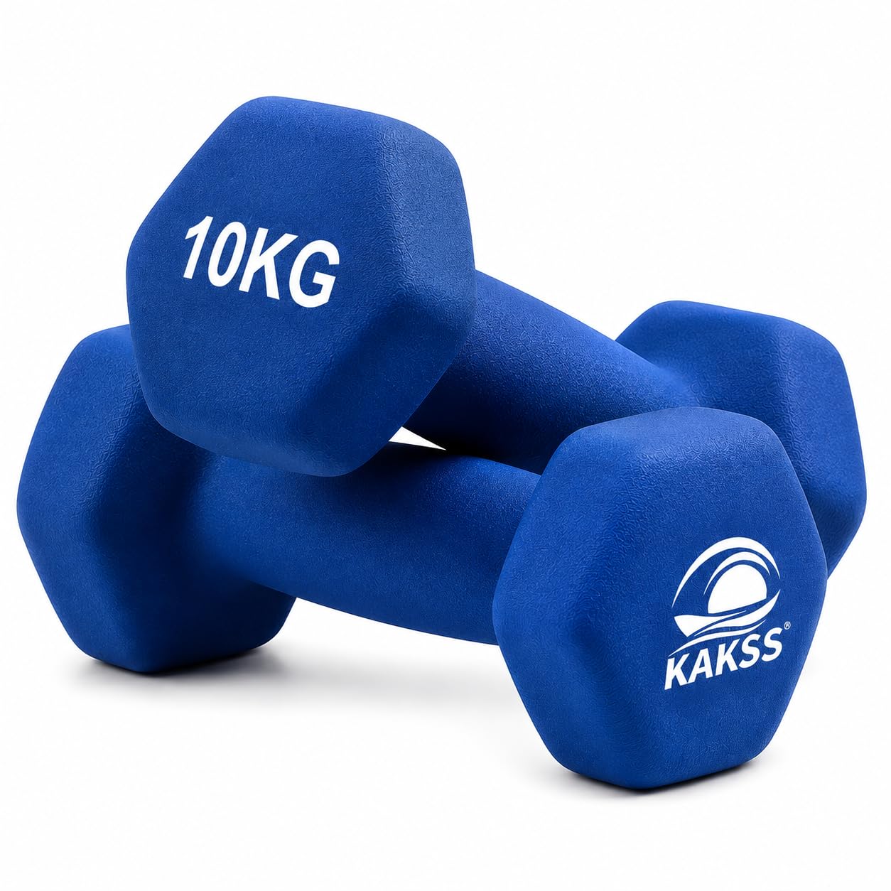 KAKSS Neoprene Dumbbells Set, 20kg (2 x 10kg), Blue Hex Dumbbells with Easy-Grip Coated Finish, Cast Iron Hand Weights for Home Gym Equipment and Fitness Training for Women and Men — image 1