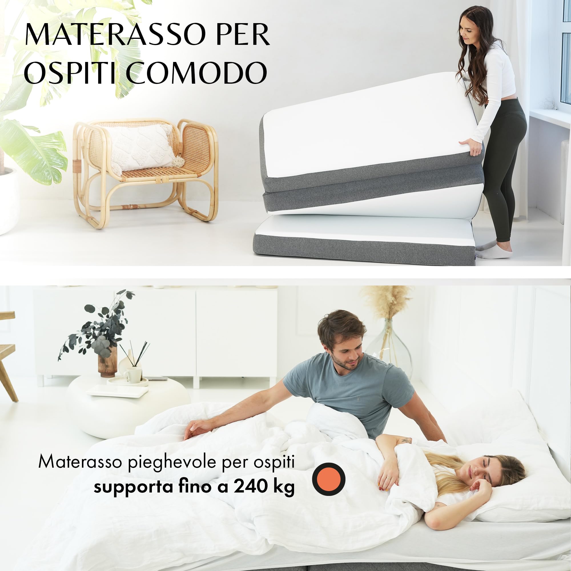 Materasso pieghevole 120x195 cm, 14 cm – comodo letto ospiti, salvaspazio