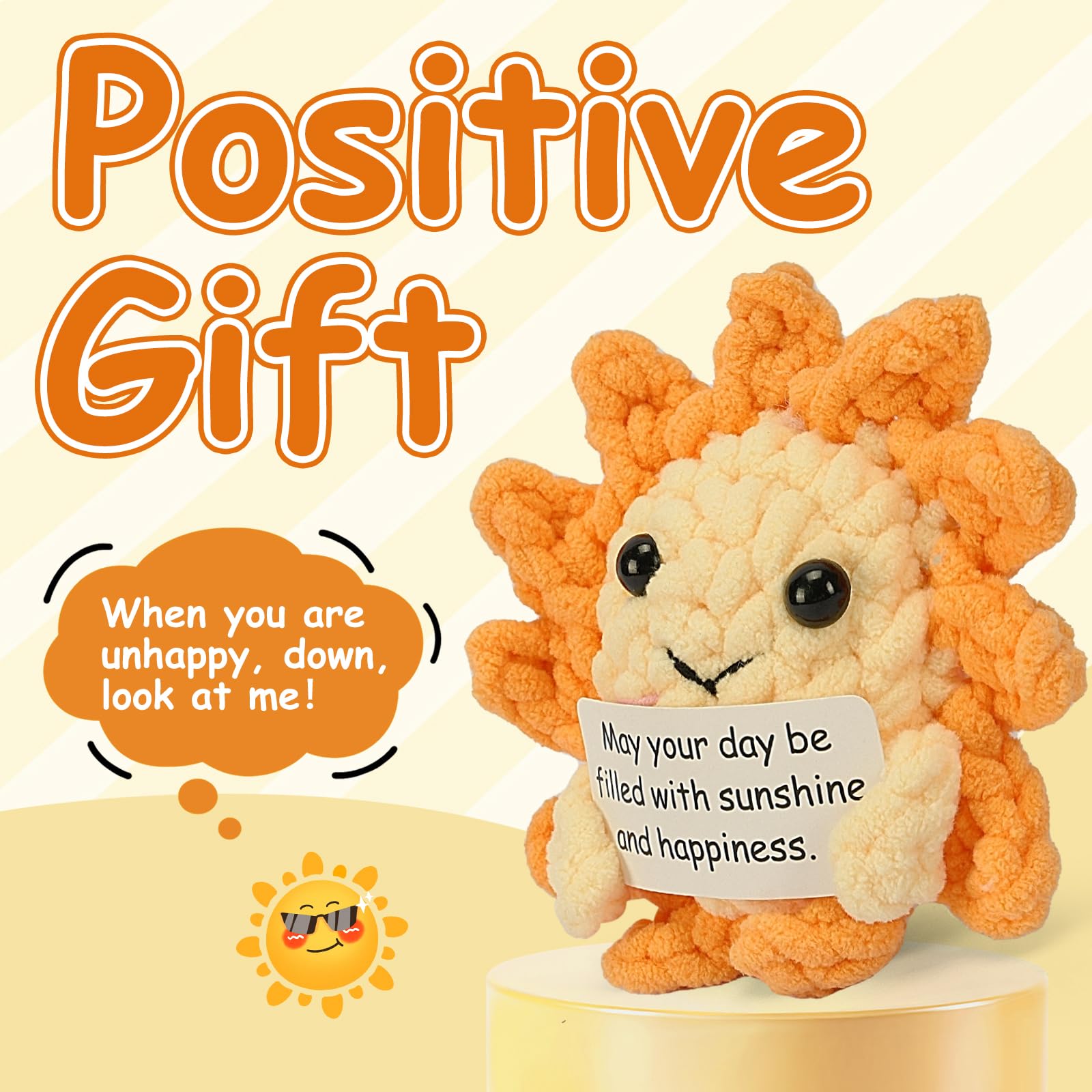 Beeboy Emotional Support Crochet Sunshine - Positive Support Plush Gift Ideas for Women, Crochet Ornament Stuff Advent Calendar, Positive Affirmations Amigurumi Dolls