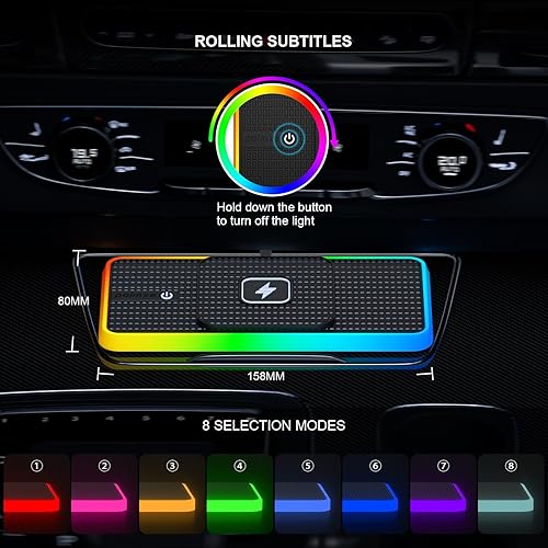 Miniatura 8 de Cargador inalámbrico para automóvil, cargador de teléfono inalámbrico POLMXS para teléfono celular de automóvil, alfombrilla de carga inalámbrica