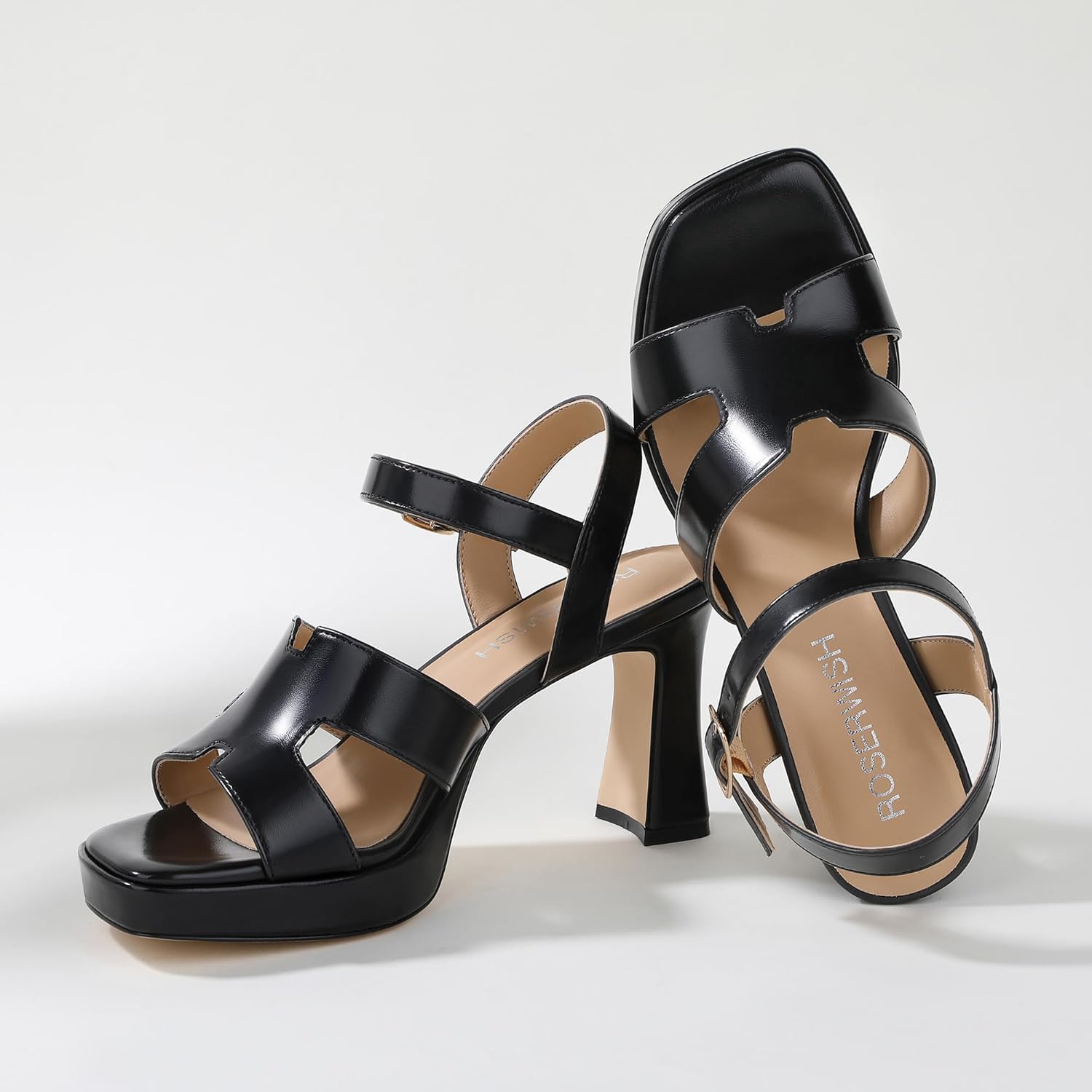 ROSERWISH Women's Chunky High Heel Sandals with Platform - Square Open Toe Wedding Party Dress Shoes, Sexy Comfortable Bridal Prom Heels with Ankle Strap & Strappy Design - Image 6