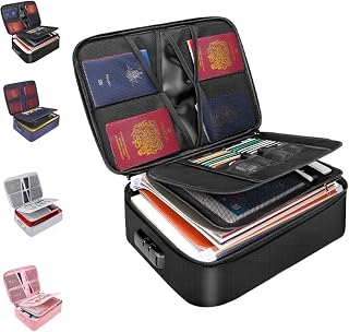 [REENEW] 耐火バッグ 耐火金庫 書類ケース ロック付き セキュリティポーチ 防火カバン耐熱・防水 重要書類や貴重品の収納に最適 大容量 ポータブル防火袋 家庭用・オフィス用 [並行輸入品]