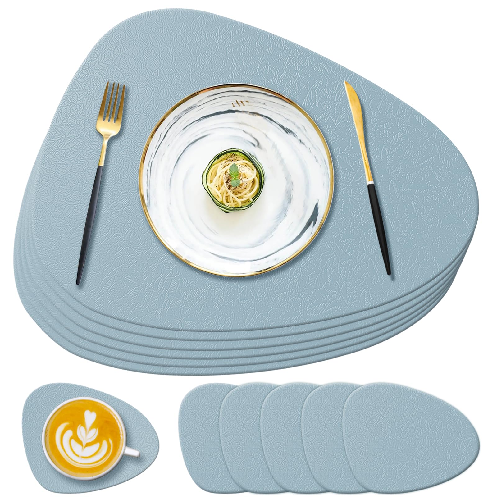YUNJUER 6 Silicone Table Mats + 6 Washable Coasters, Heat-Resistant 450 °F